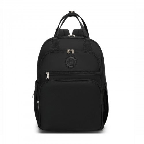 BCM2532 - Miss Lulu Stylish Multifunctional Baby Changing Backpack with Insulated Bottle Holders, Stroller Clips & Trolley Sleeve for Everyday & Travel - Black