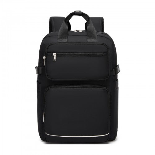 BPK2530 - Kono Spacious Water-Resistant Laptop Backpack for Travel & Commuting - 15.6" Padded Laptop Compartment, Reflective Strip - Black