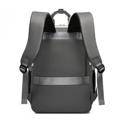 BPK2530 - Kono Spacious Water-Resistant Laptop Backpack for Travel & Commuting - 15.6" Padded Laptop Compartment, Reflective Strip - Beige and Grey