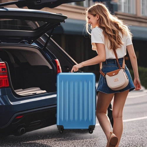 KSK2477 - Kono Durable 24 Inch Lightweight ABS+PC Vertical Textured Check-in Suitcase with Secure 3-Digit Lock - Navy