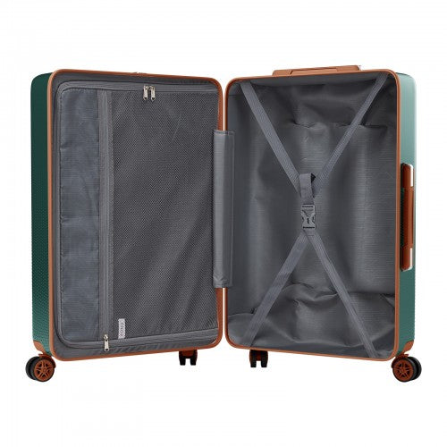 KSK2583 - Kono Premium ABS+PC 28 Inch Hard Shell Large Travel Suitcase for Long Haul Travel with TSA Lock - Green and Brown