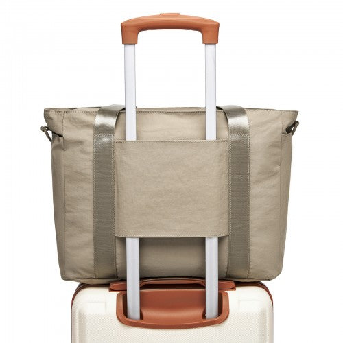 TVK2515 - Kono Comfortable and Easy-Carry Large-Capacity Travel Tote with Laptop Sleeve, Trolley Sleeve and Crossbody Strap - Khaki