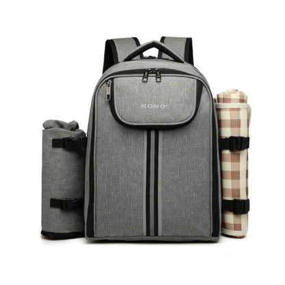 E6915 - Kono Canvas Picnic Backpack - Grey