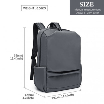 E6913 - Kono Water Resistant Travel Backpack with USB Charging Port - Grey