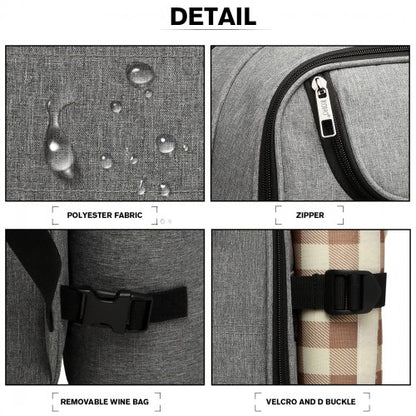 E6915 - Kono Canvas Picnic Backpack - Grey