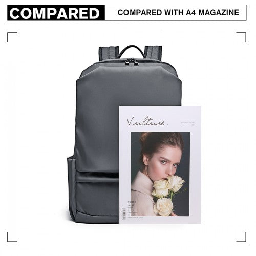 E6913 - Kono Water Resistant Travel Backpack with USB Charging Port - Grey