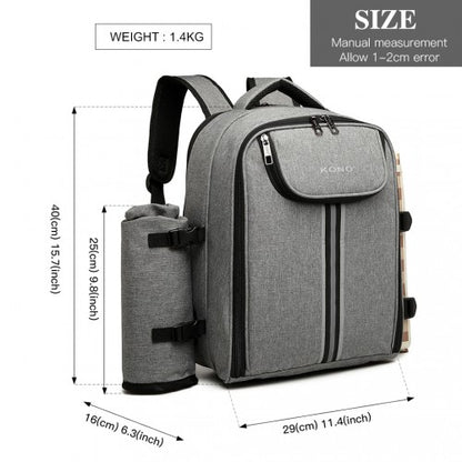E6915 - Kono Canvas Picnic Backpack - Grey
