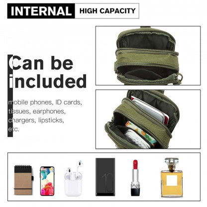 S2053 - Kono Casual Small Canvas Cross Body Bag - Green