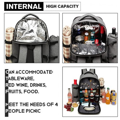 E6915 - Kono Canvas Picnic Backpack - Grey