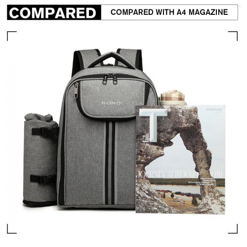 E6915 - Kono Canvas Picnic Backpack - Grey