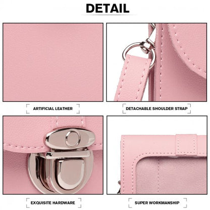 LP2034 - Miss Lulu Multi Use Purse Clutch Mini Shoulder Bag - Pink