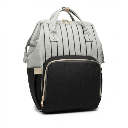 E6814 - MISS LULU MULTI FUNCTION BABY DIAPER CHANGING BACKPACK - BLACK