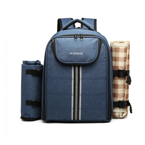 E6915 - Kono Canvas Picnic Backpack - Navy Blue