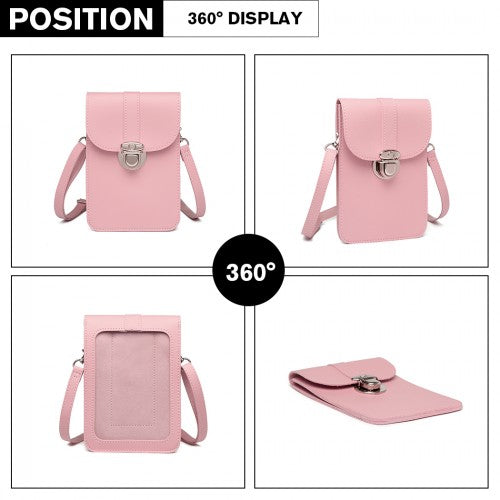 LP2034 - Miss Lulu Multi Use Purse Clutch Mini Shoulder Bag - Pink