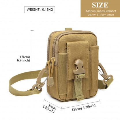 S2053 - Kono Casual Small Canvas Cross Body Bag - Khaki