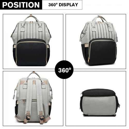 E6814 - MISS LULU MULTI FUNCTION BABY DIAPER CHANGING BACKPACK - BLACK