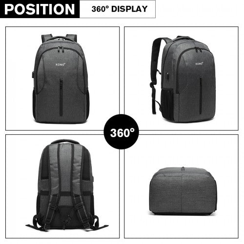 E6904 - Kono Large Backpack with USB Charging Interface - Grey