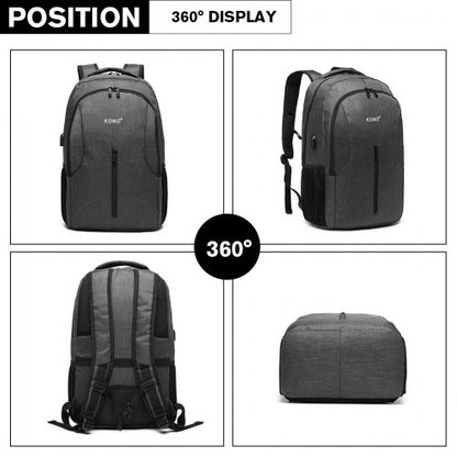 E6904 - Kono Large Backpack with USB Charging Interface - Grey