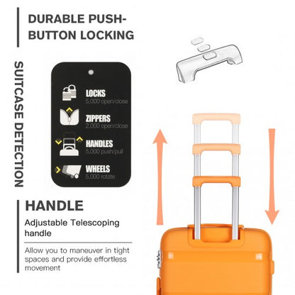 K2092L - Kono 20 Inch Bright Hard Shell PP Carry-On Suitcase In Cabin Size - Orange