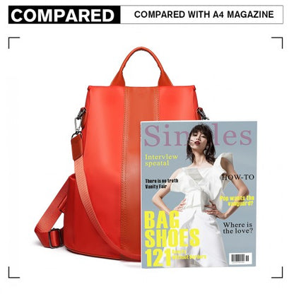 LG1903 - Miss Lulu Two Way Backpack Shoulder Bag with Pom Pom Pendant - Orange