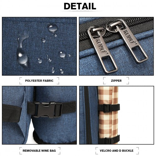 E6915 - Kono Canvas Picnic Backpack - Navy Blue