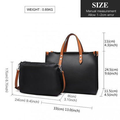 LN1910 - Miss Lulu Structured 2 Piece Shoulder Bag Set - Back