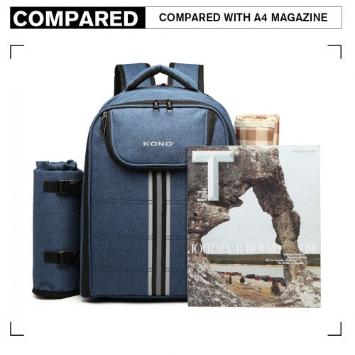 E6915 - Kono Canvas Picnic Backpack - Navy Blue