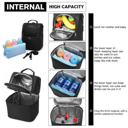E1958-KONO INSULATED COOL BAG FAMILY LUNCH BOX - BLACK