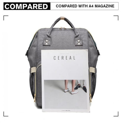 E6814 - MISS LULU MULTI FUNCTION BABY DIAPER CHANGING BACKPACK - GREY