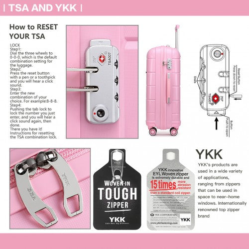 K1997L - KONO 24 INCH HARD SHELL PP SUITCASE - PINK