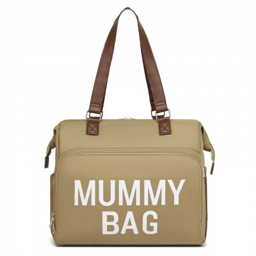 BCK2503 - Kono Large Nappy Changing Tote Bag with Shoe Compartment, Insulated Pockets & Waterproof Zip Pocket - Khaki