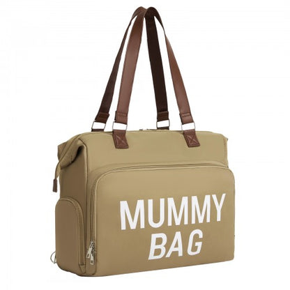 BCK2503 - Kono Large Nappy Changing Tote Bag with Shoe Compartment, Insulated Pockets & Waterproof Zip Pocket - Khaki