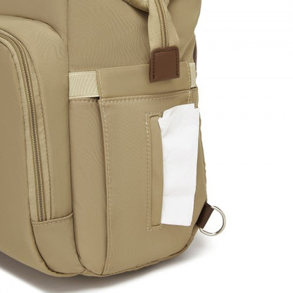 BCK2503 - Kono Large Nappy Changing Tote Bag with Shoe Compartment, Insulated Pockets & Waterproof Zip Pocket - Khaki