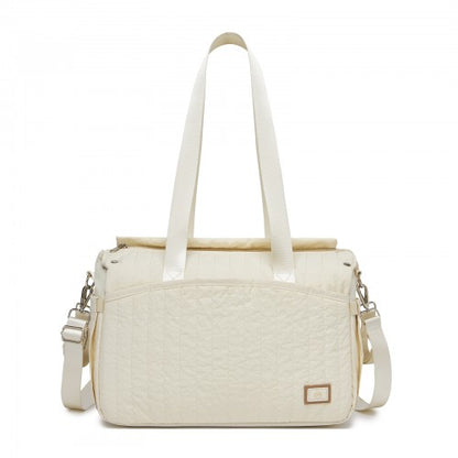BCM2517 - Miss Lulu Stylish and Spacious Maternity Diaper Bag with Insulated Baby Bottle Pockets,Wet-Dry Separation,Stroller Strap - Beige