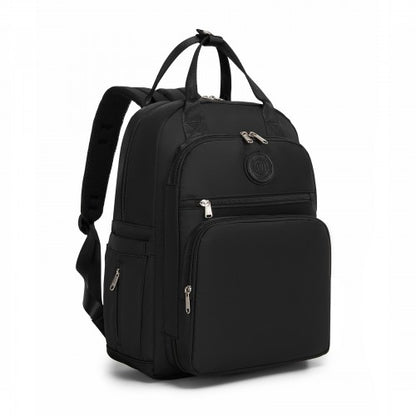 BCM2532 - Miss Lulu Stylish Multifunctional Baby Changing Backpack with Insulated Bottle Holders, Stroller Clips & Trolley Sleeve for Everyday & Travel - Black