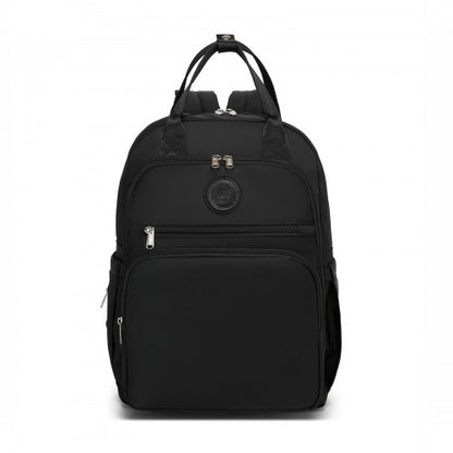 BCM2532 - Miss Lulu Stylish Multifunctional Baby Changing Backpack with Insulated Bottle Holders, Stroller Clips & Trolley Sleeve for Everyday & Travel - Black