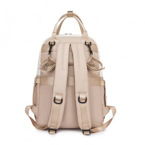 BCM2532 - Miss Lulu Stylish Multifunctional Baby Changing Backpack with Insulated Bottle Holders, Stroller Clips & Trolley Sleeve for Everyday & Travel - Khaki and Beige