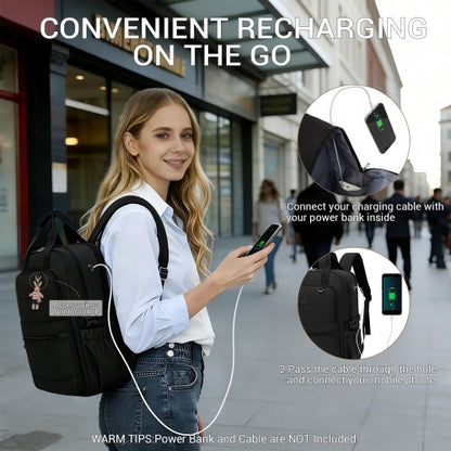 BPK2527 - Kono Functional Water-Resistant Laptop Backpack, Trendy Design with Padded Sleeve and Multiple Practical Compartments - Black