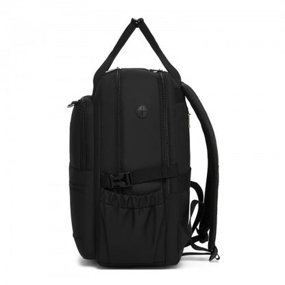 BPK2527 - Kono Functional Water-Resistant Laptop Backpack, Trendy Design with Padded Sleeve and Multiple Practical Compartments - Black