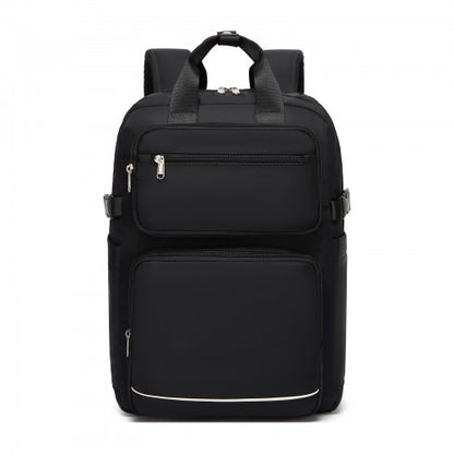 BPK2530 - Kono Spacious Water-Resistant Laptop Backpack for Travel & Commuting - 15.6" Padded Laptop Compartment, Reflective Strip - Black