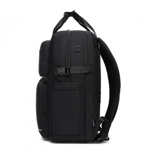 BPK2530 - Kono Spacious Water-Resistant Laptop Backpack for Travel & Commuting - 15.6" Padded Laptop Compartment, Reflective Strip - Black