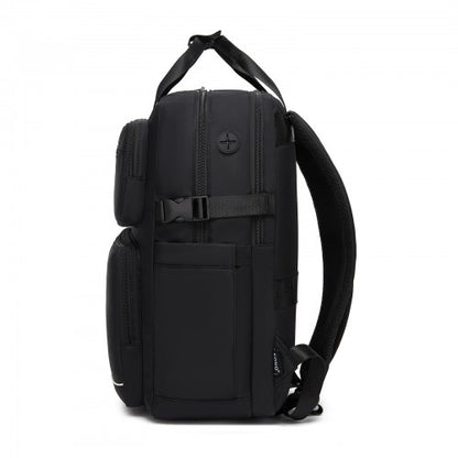 BPK2530 - Kono Spacious Water-Resistant Laptop Backpack for Travel & Commuting - 15.6" Padded Laptop Compartment, Reflective Strip - Black