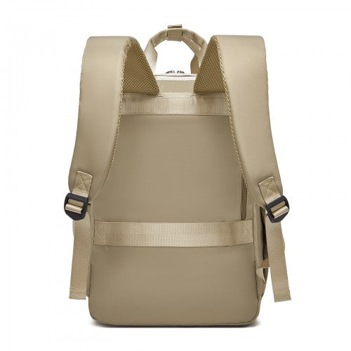 BPK2530 - Kono Spacious Water-Resistant Laptop Backpack for Travel & Commuting - 15.6" Padded Laptop Compartment, Reflective Strip - Beige and Khaki