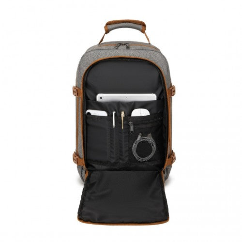 BPK2531S - Kono Multi-purpose Business Carry-On Backpack–Fits 15.6" Laptop, Ideal for Work, Travel & Daily Commute - Grey and Brown