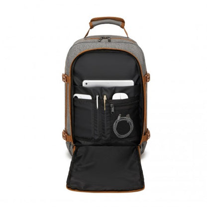 BPK2531S - Kono Multi-purpose Business Carry-On Backpack–Fits 15.6" Laptop, Ideal for Work, Travel & Daily Commute - Grey and Brown