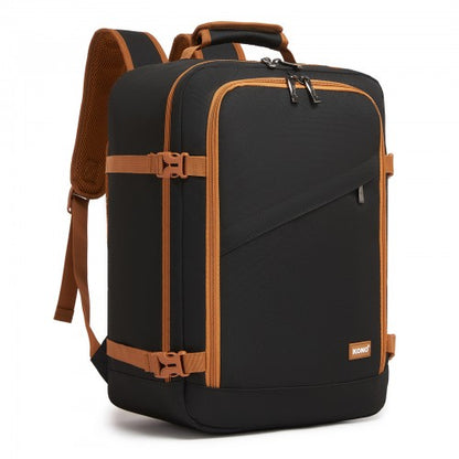 BPK2551 - Kono Flexible Cabin Backpack 30×20×40-Fits 15.6" Laptop, Clamshell Access-Great for Holidays, Work Trips & Commuting - Black and Brown