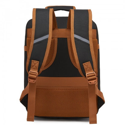 BPK2551 - Kono Flexible Cabin Backpack 30×20×40-Fits 15.6" Laptop, Clamshell Access-Great for Holidays, Work Trips & Commuting - Black and Brown