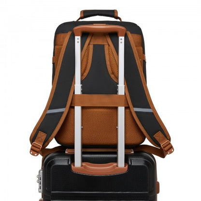 BPK2551 - Kono Flexible Cabin Backpack 30×20×40-Fits 15.6" Laptop, Clamshell Access-Great for Holidays, Work Trips & Commuting - Black and Brown