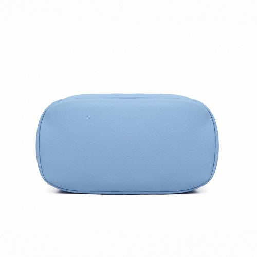 BPM2427 - Miss Lulu Stylish Faux Leather Backpack Secure Daypack with Magnetic Snap Closure Fashionable PU Leather Travel Bag - Light Blue
