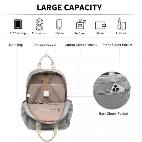 BPM2439 - Miss Lulu Versatile Stylish Backpack with Laptop Compartment and Trolley strape - Grey